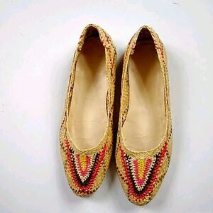 VINTAGE HANDMADE STRAW WOVEN FLATS SHOES SIZE 37